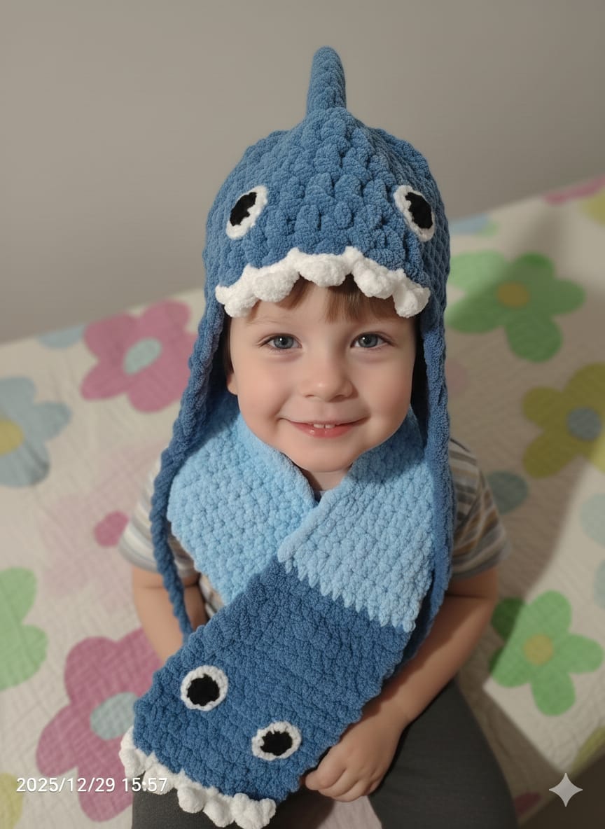 Shark Beanie With Scarf